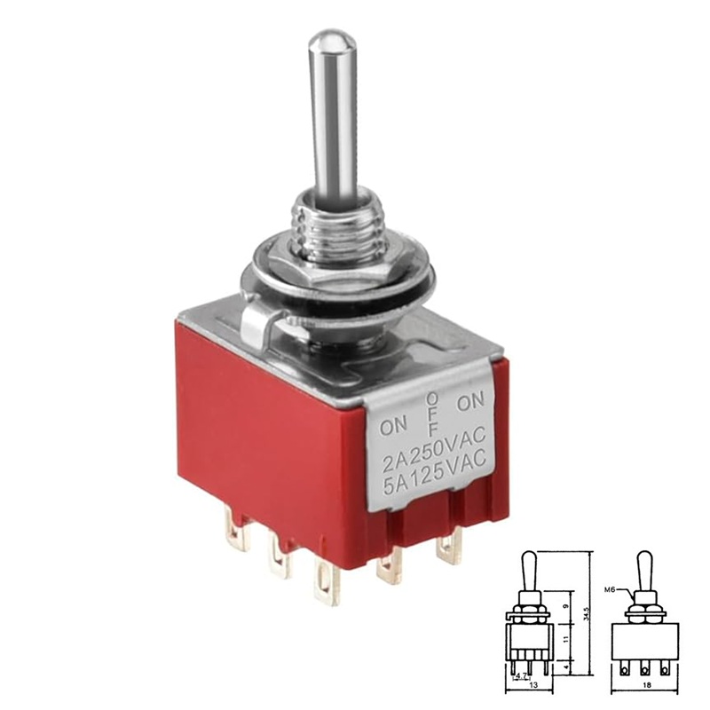 INTERRUPTOR PALANCA 3P (ON-OFF-ON) 3Co 2A/250VAC M6 FASTON