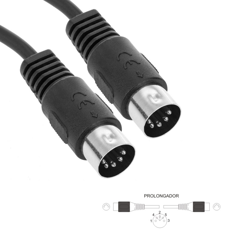 CABLE MIDI DIN 5 PINES MACHO - MACHO 1.5MTS.