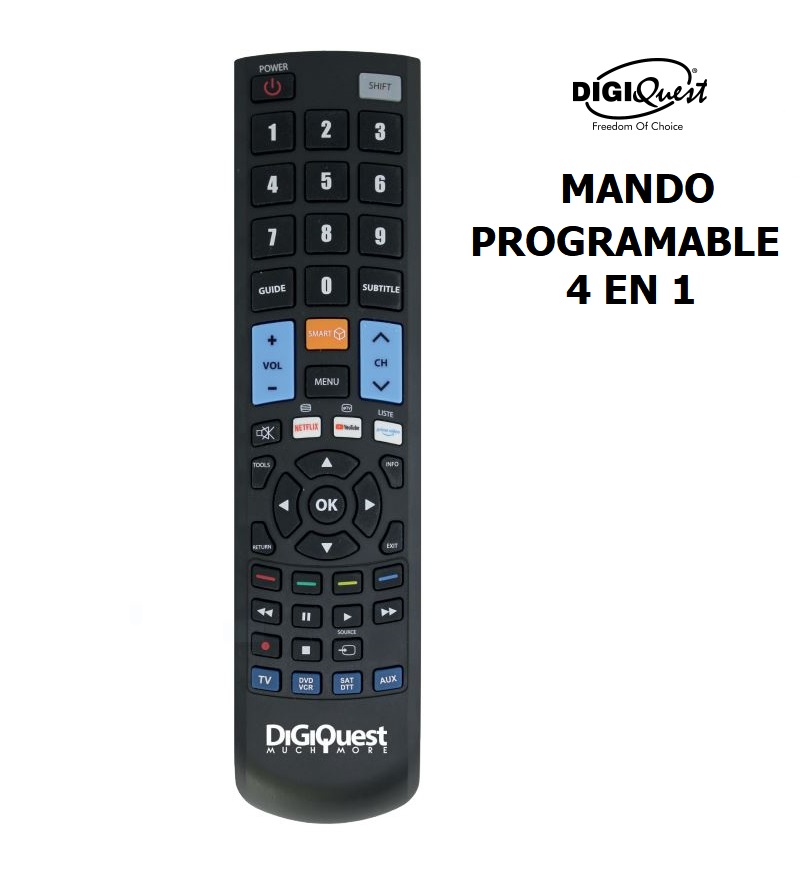 MANDO UNIVERSAL 4 EN1 PROGRAMABLE PC/IR DIGIQUEST TLC143