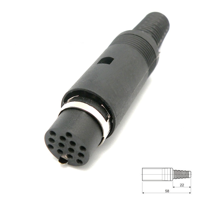 CONECTOR DIN 13P HEMBRA AÉREO RECTO