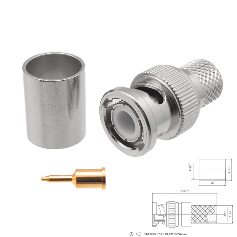 CONECTOR BNC MACHO RECTO CRIMPAR LMR400
