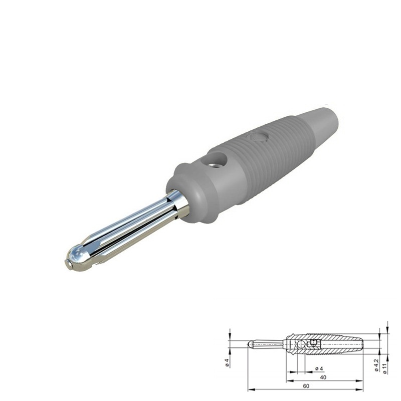 BANANA MACHO Ø4mm 16A HIRSCHMANN BUELA 20K GRIS