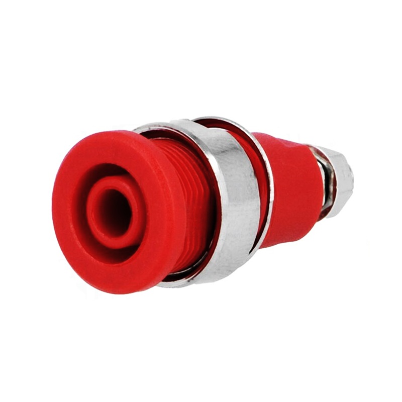 BANANA HEMBRA Ø4mm 32A CHASIS AISLADO ROJO