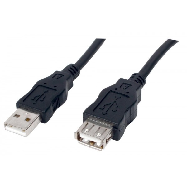 CABLE USB-A 2.0 ALARGADOR M-H NEGRO 1.8m