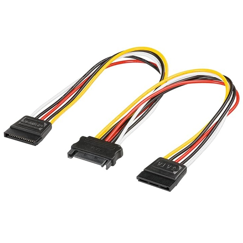 ADAPTADOR ALIMENTACIÓN SATA MACHO - 2 SATA HEMBRA 0.20m
