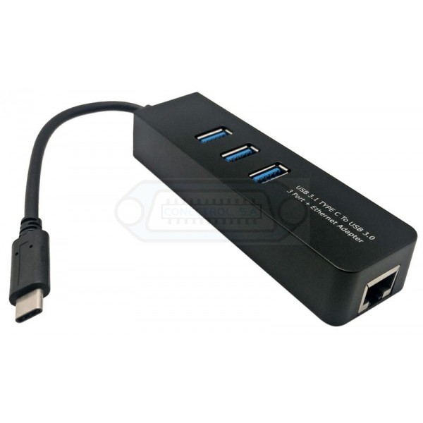HUB USB-C A 3XUSB 3.0 + RJ45 ETHERNET GIGABIT