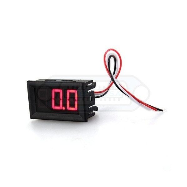 VOLTIMETRO PANEL 3 DIGITOS 0.56" DC 0/100V LED ROJO 3 HILOS